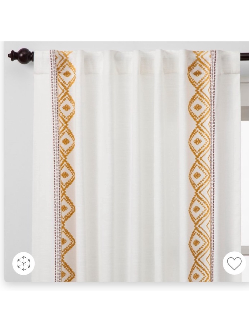 Opalhouse Jungalow 63” H x 50” W Set of Two Panels. Global Border Sheer Amber - Picture 2 of 6